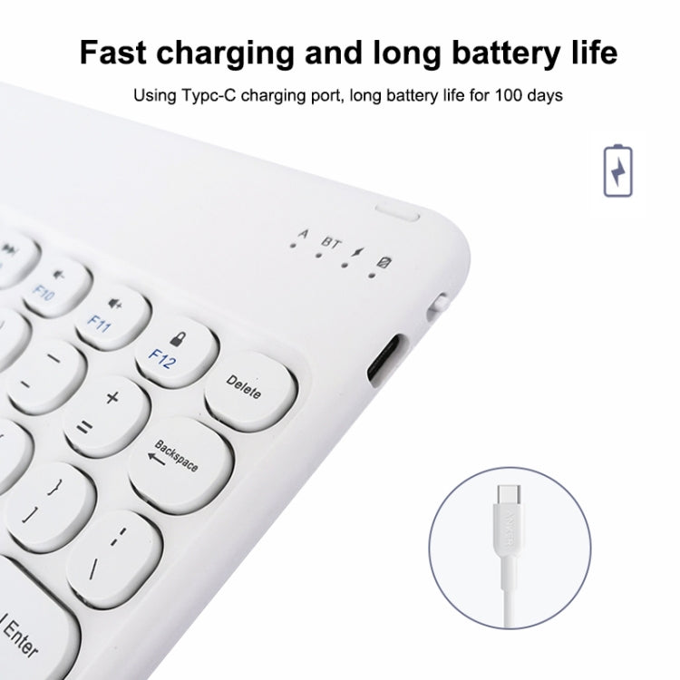 X3 10 inch Universal Tablet Round Keycap Wireless Bluetooth Keyboard (White) - Universal Keyboard by PMC TechLife | Online Shopping South Africa | PMC TechLife