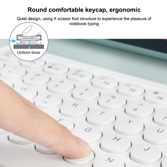 X3 10 inch Universal Tablet Round Keycap Wireless Bluetooth Keyboard (Pink)
