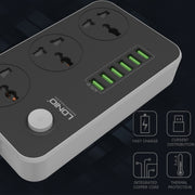 LDNIO SC3604 6 x USB Ports Multi-function Travel Home Office Socket, Cable Length: 2m, Big UK Plug