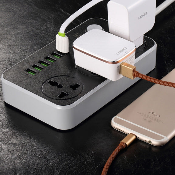 LDNIO SC3604 6 x USB Ports Multi-function Travel Home Office Socket, Cable Length: 2m, EU Plug