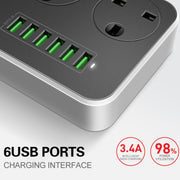 LDNIO SC3604 6 x USB Ports Multi-function Travel Home Office Socket, Cable Length: 2m, EU Plug