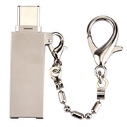 Mini Aluminum Alloy USB 2.0 Female to USB-C / Type-C Male Port Connector Adapter with Chain(Gold)