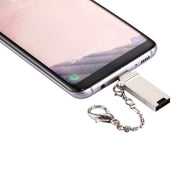 Mini Aluminum Alloy USB 2.0 Female to USB-C / Type-C Male Port Connector Adapter with Chain(Gold)