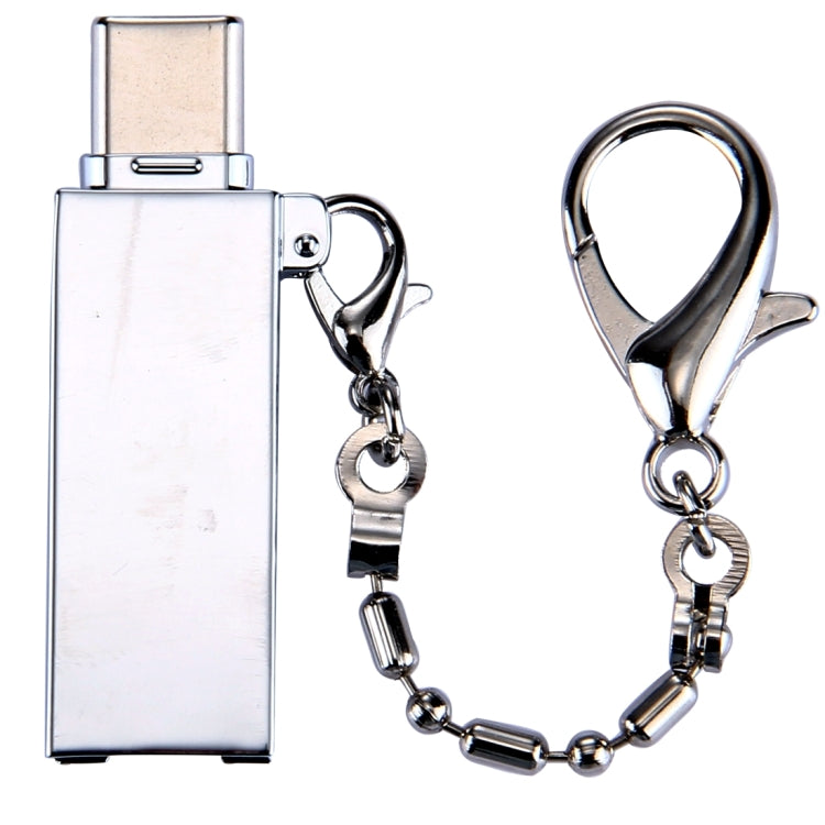 Mini Aluminum Alloy USB 2.0 Female to USB-C / Type-C Male Port Connector Adapter with Chain(Silver) - OTG Adapter by PMC TechLife | Online Shopping South Africa | PMC TechLife | Buy Now Pay Later Mobicred