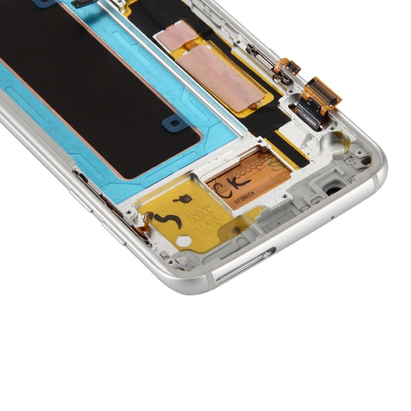 Original LCD Screen and Digitizer Full Assembly with Frame & Charging Port Board & Volume Button & Power Button for Galaxy S7 Edge / G935A(Silver)