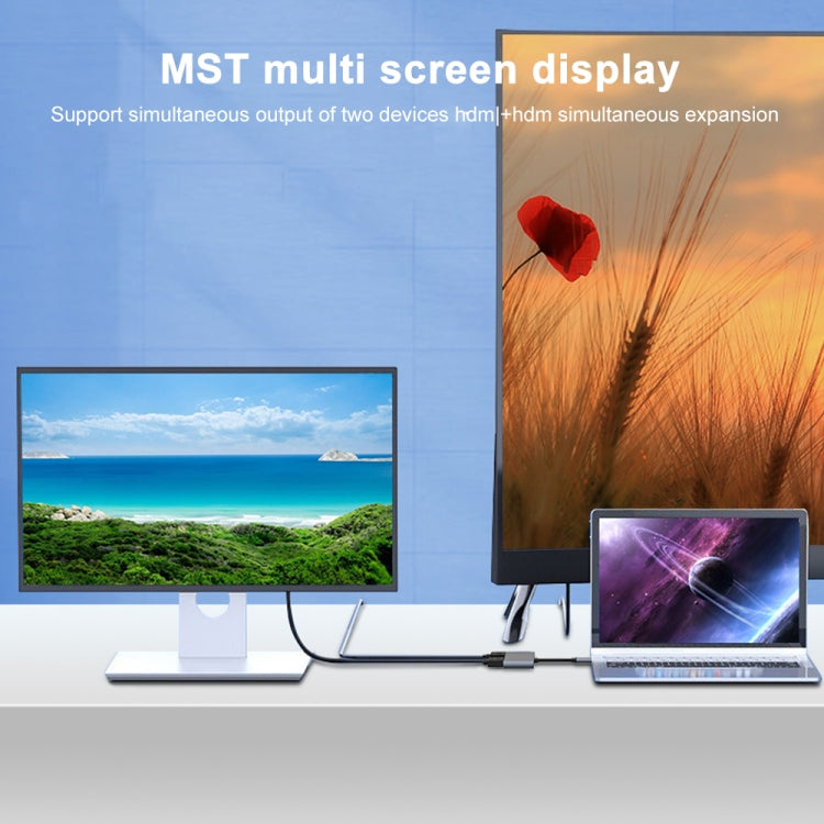 4 in 1 Multifunction USB-C / Type-C to PD USB-C / Type-C +USB 3.0+Dual HDMI HUB Docking Station (Grey) - USB HUB by PMC Jewellery | Online Shopping South Africa | PMC Jewellery | Buy Now Pay Later Mobicred