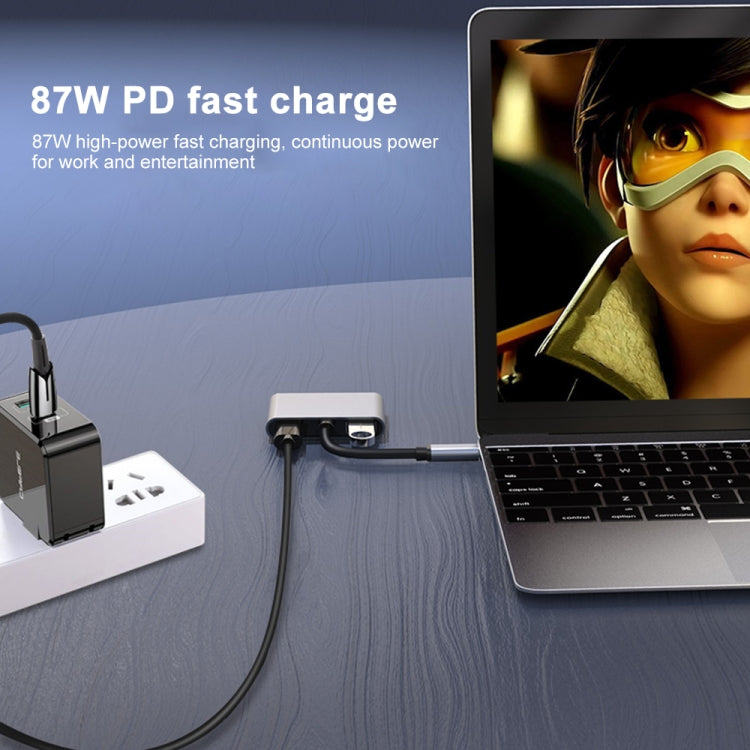 4 in 1 Multifunction USB-C / Type-C to PD USB-C / Type-C +USB 3.0+Dual HDMI HUB Docking Station (Grey) - USB HUB by PMC Jewellery | Online Shopping South Africa | PMC Jewellery | Buy Now Pay Later Mobicred