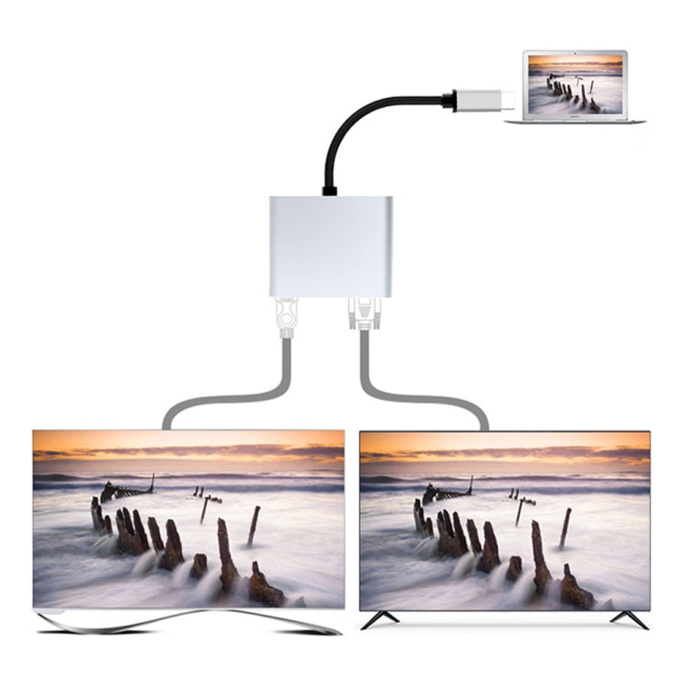 2 in 1 Multifunctional USB-C / Type-C to HDMI+VGA HUB Docking Station - USB HUB by PMC Jewellery | Online Shopping South Africa | PMC Jewellery | Buy Now Pay Later Mobicred