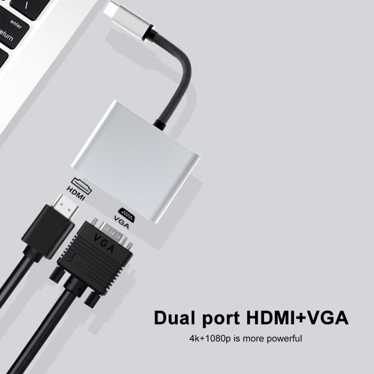 2 in 1 Multifunctional USB-C / Type-C to HDMI+VGA HUB Docking Station - USB HUB by PMC Jewellery | Online Shopping South Africa | PMC Jewellery | Buy Now Pay Later Mobicred