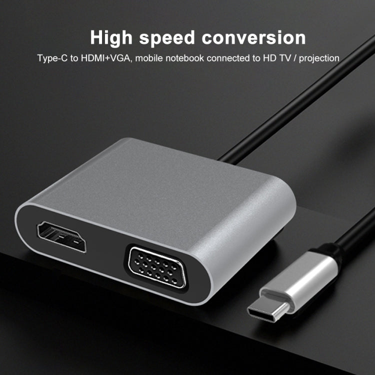 2 in 1 Multifunctional USB-C / Type-C to HDMI+VGA HUB Docking Station - USB HUB by PMC Jewellery | Online Shopping South Africa | PMC Jewellery | Buy Now Pay Later Mobicred