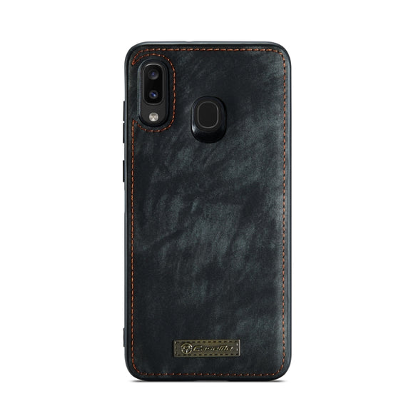 CaseMe-008 Detachable Multifunctional Retro Frosted Horizontal Flip Leather Case for Galaxy A20 / M10S, with Card Slot & Holder & Zipper Wallet & Photo Frame(Black)