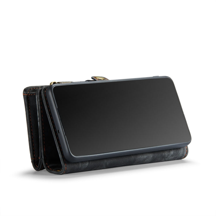CaseMe-008 Detachable Multifunctional Retro Frosted Horizontal Flip Leather Case for Galaxy A20 / M10S, with Card Slot & Holder & Zipper Wallet & Photo Frame(Black)