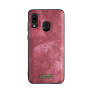 CaseMe-008 Detachable Multifunctional Retro Frosted Horizontal Flip Leather Case for Galaxy A20 / M10S, with Card Slot & Holder & Zipper Wallet & Photo Frame(Red)