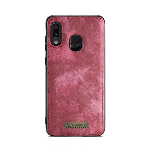 CaseMe-008 Detachable Multifunctional Retro Frosted Horizontal Flip Leather Case for Galaxy A20 / M10S, with Card Slot & Holder & Zipper Wallet & Photo Frame(Red)