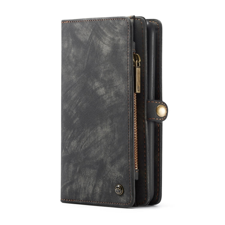 CaseMe-008 Detachable Multifunctional Retro Frosted Horizontal Flip Leather Case for Galaxy A50, with Card Slot & Holder & Zipper Wallet & Photo Frame(Black)