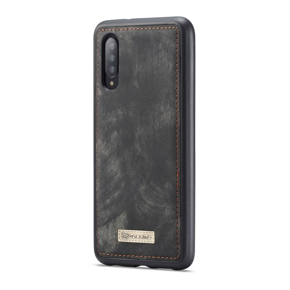 CaseMe-008 Detachable Multifunctional Retro Frosted Horizontal Flip Leather Case for Galaxy A50, with Card Slot & Holder & Zipper Wallet & Photo Frame(Black)
