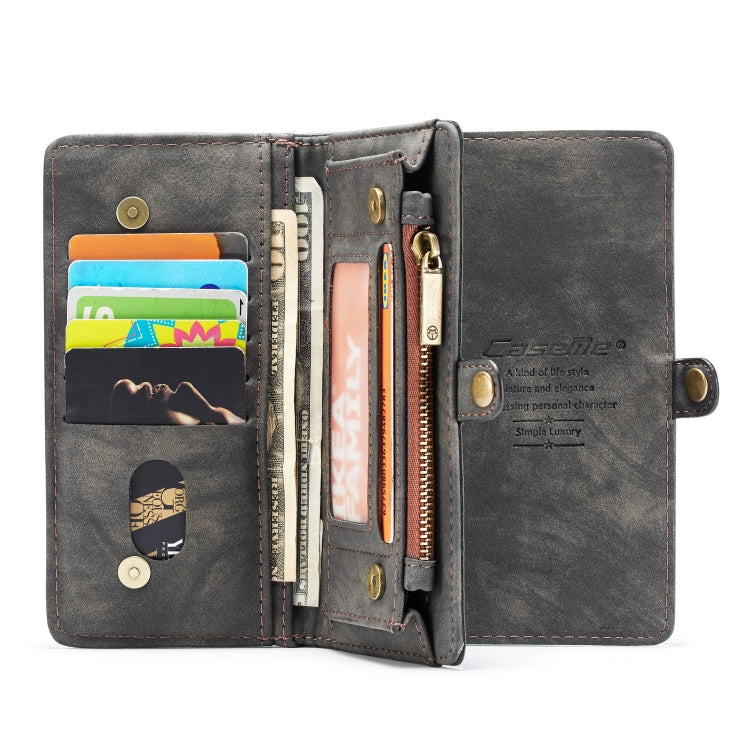 CaseMe-008 Detachable Multifunctional Retro Frosted Horizontal Flip Leather Case for Galaxy A50, with Card Slot & Holder & Zipper Wallet & Photo Frame(Black)