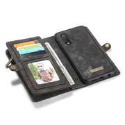 CaseMe-008 Detachable Multifunctional Retro Frosted Horizontal Flip Leather Case for Galaxy A50, with Card Slot & Holder & Zipper Wallet & Photo Frame(Black)