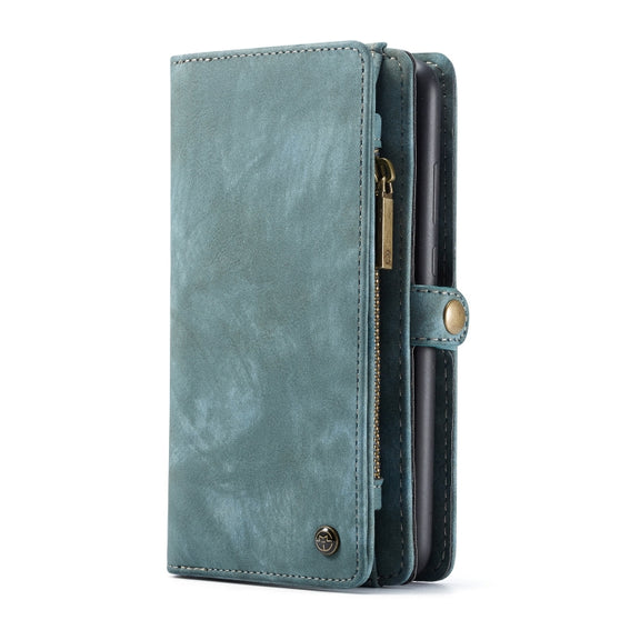 CaseMe-008 Detachable Multifunctional Retro Frosted Horizontal Flip Leather Case for Galaxy A50, with Card Slot & Holder & Zipper Wallet & Photo Frame(Blue)