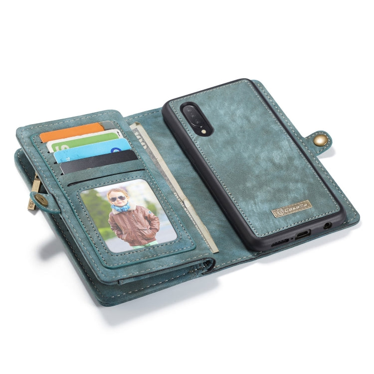 CaseMe-008 Detachable Multifunctional Retro Frosted Horizontal Flip Leather Case for Galaxy A50, with Card Slot & Holder & Zipper Wallet & Photo Frame(Blue)
