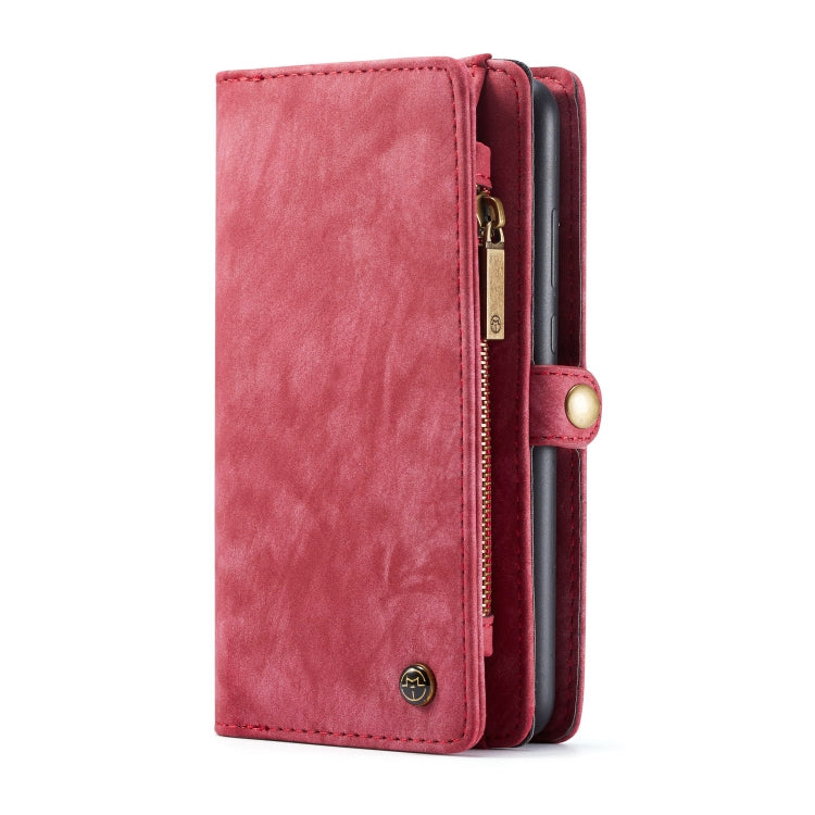 CaseMe-008 Detachable Multifunctional Retro Frosted Horizontal Flip Leather Case for Galaxy A50, with Card Slot & Holder & Zipper Wallet & Photo Frame(Red)