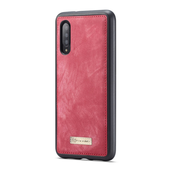 CaseMe-008 Detachable Multifunctional Retro Frosted Horizontal Flip Leather Case for Galaxy A50, with Card Slot & Holder & Zipper Wallet & Photo Frame(Red)