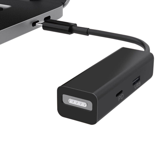 3 in 1 MagSafe 1 / 2 + PD Port + USB to USB-C / Type-C Converter Adapter (Black)