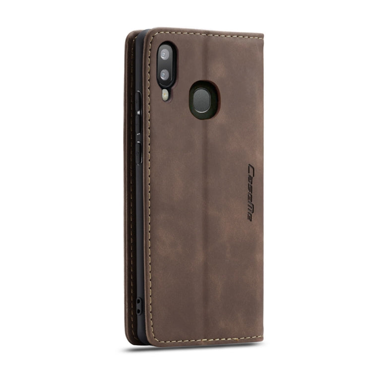 CaseMe-013 Multifunctional Retro Frosted Horizontal Flip Leather Case for Galaxy A20 / A30, with Card Slot & Holder & Wallet (Coffee)