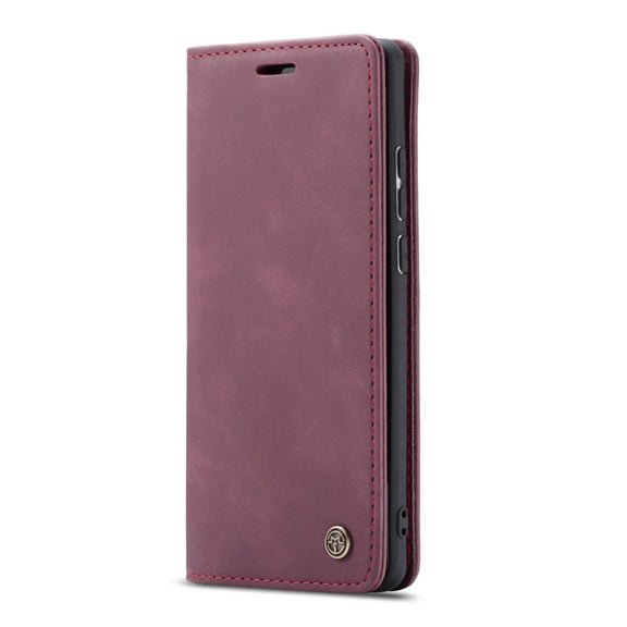 CaseMe-013 Multifunctional Retro Frosted Horizontal Flip Leather Case for Galaxy A20 / A30, with Card Slot & Holder & Wallet (Wine Red)