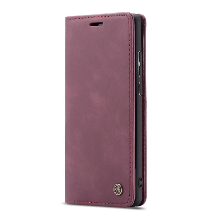 CaseMe-013 Multifunctional Retro Frosted Horizontal Flip Leather Case for Galaxy A20 / A30, with Card Slot & Holder & Wallet (Wine Red)