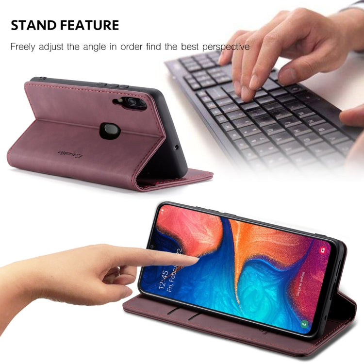 CaseMe-013 Multifunctional Retro Frosted Horizontal Flip Leather Case for Galaxy A20 / A30, with Card Slot & Holder & Wallet (Wine Red) - free shipping - PMC Jewellery - Order now!