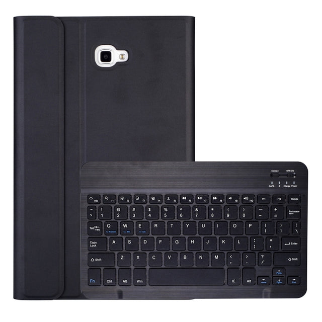 DY580 For Galaxy Tab A 10.1 T580 / T585 Detachable Plastic Bluetooth Keyboard Leather Tablet Case with Holder (Black)