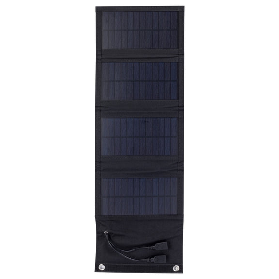 7W Monocrystalline Silicon Foldable Solar Panel Outdoor Charger with 5V Dual USB Ports (Black)