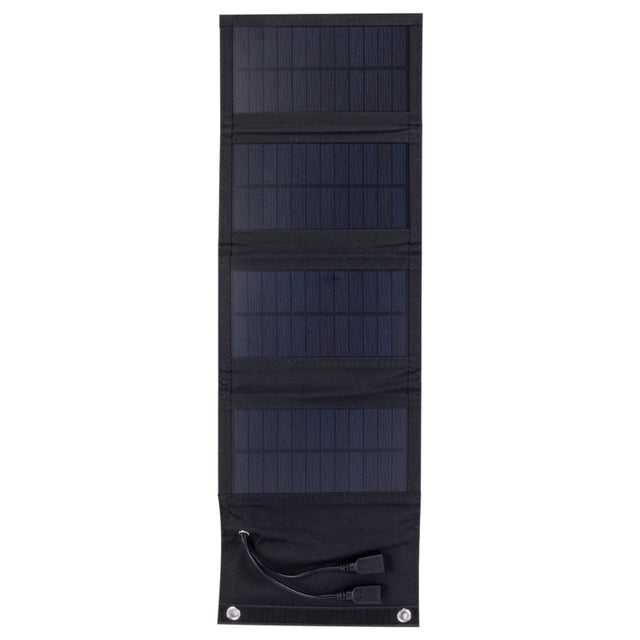 7W Monocrystalline Silicon Foldable Solar Panel Outdoor Charger with 5V Dual USB Ports (Black)