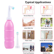500ml Portable Handheld Travel Bidet Women Vaginal Male Anal Washing Sprayer (Pink)