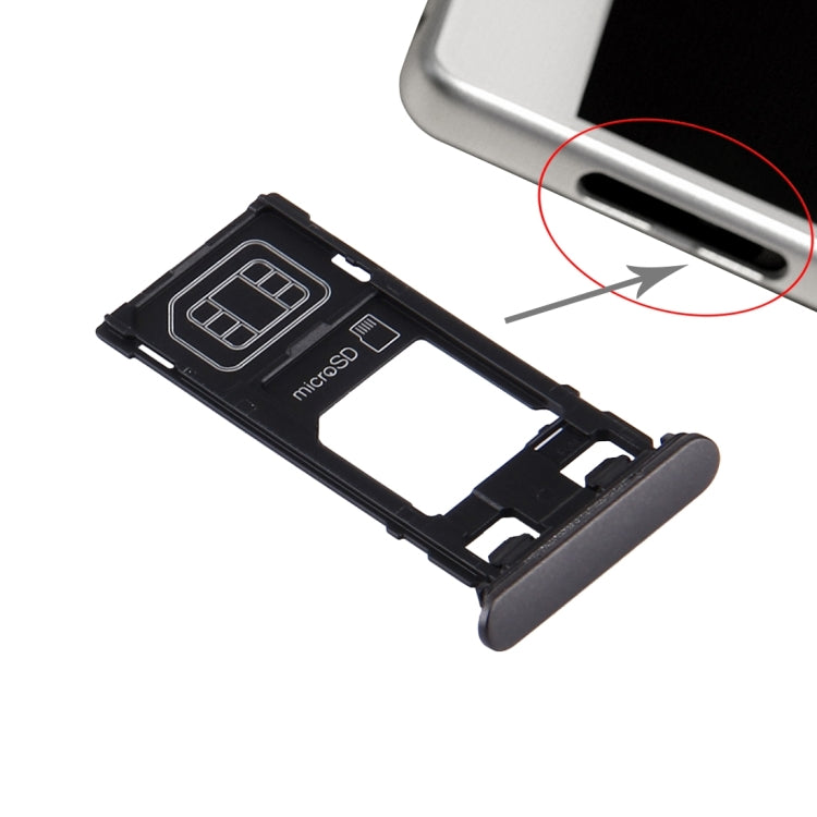 SIM Card Tray + Micro SD Card Tray + Card Slot Port Dust Plug for Sony Xperia X (Single SIM Version)(Graphite Black) - Card Tray by PMc TechLife | Online Shopping South Africa | PMc TechLife | Buy Now Pay Later Mobicred