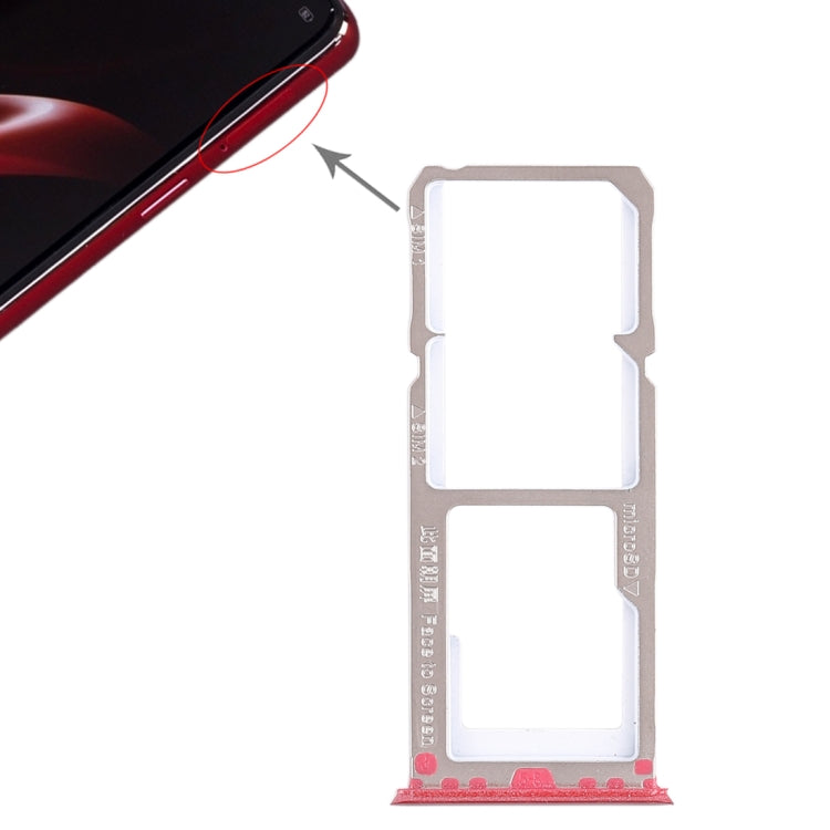 For OPPO A3 2 x SIM Card Tray + Micro SD Card Tray (Red) - Card Socket by PMc TechLife | Online Shopping South Africa | PMc TechLife | Buy Now Pay Later Mobicred