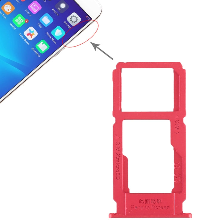 For OPPO R11 SIM Card Tray + SIM Card Tray / Micro SD Card Tray (Red) - Card Tray by PMc TechLife | Online Shopping South Africa | PMc TechLife | Buy Now Pay Later Mobicred