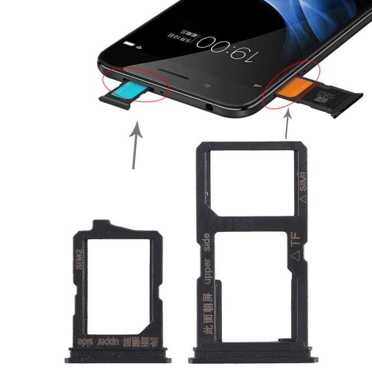 For Vivo Y66 2 x SIM Card Tray + Micro SD Card Tray (Black) - Card Socket by PMc TechLife | Online Shopping South Africa | PMc TechLife | Buy Now Pay Later Mobicred