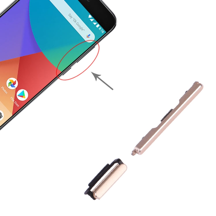 Power Button and Volume Control Button for Xiaomi Mi 5X / A1(Gold) - Home key & Side Key by PMc TechLife | Online Shopping South Africa | PMc TechLife | Buy Now Pay Later Mobicred