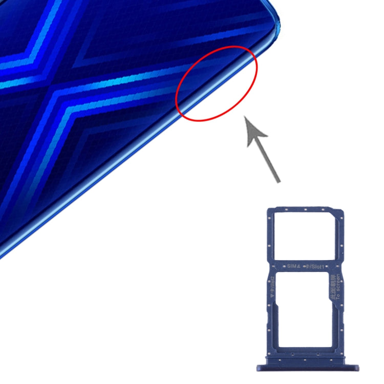 SIM Card Tray + SIM Card Tray / Micro SD Card Tray for Huawei Honor 9X / Honor 9X Pro(Blue) - free shipping - PMC TechLife - Order now!