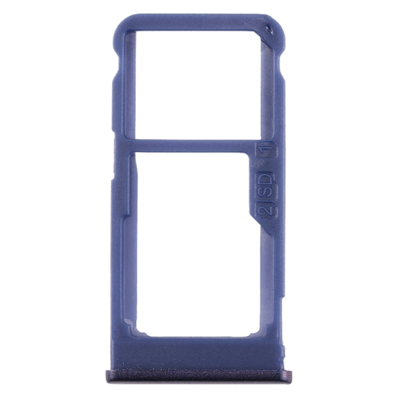 SIM Card Tray + SIM Card Tray / Micro SD Card Tray for Nokia 5.1 Plus / X5 TA-1102 TA-1105 TA-1108 TA-1109 TA-1112 TA-1120 TA-1199(Blue)