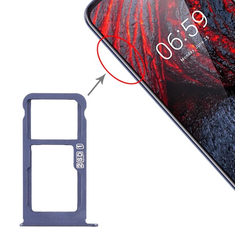SIM Card Tray + SIM Card Tray / Micro SD Card Tray for Nokia X6 (2018) / TA-1099 / 6.1 Plus (Blue) - Card Tray by PMc TechLife | Online Shopping South Africa | PMc TechLife | Buy Now Pay Later Mobicred