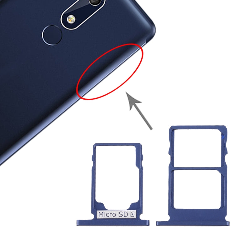 SIM Card Tray + SIM Card Tray + Micro SD Card Tray for Nokia 5.1 TA-1075 (Blue) - Card Tray by PMc TechLife | Online Shopping South Africa | PMc TechLife | Buy Now Pay Later Mobicred