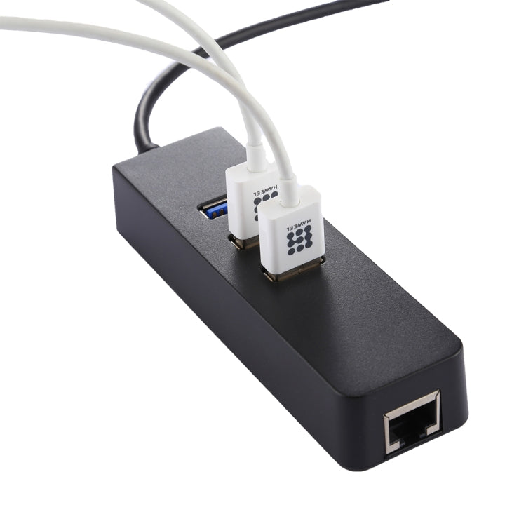 USB-C / Type-C to 3 USB 3.0 Ports HUB + RJ45 High Speed Gigabit Ethernet Adapter Multi-function LAN Adapter - Lan Cable and Tools by PMC Jewellery | Online Shopping South Africa | PMC Jewellery | Buy Now Pay Later Mobicred