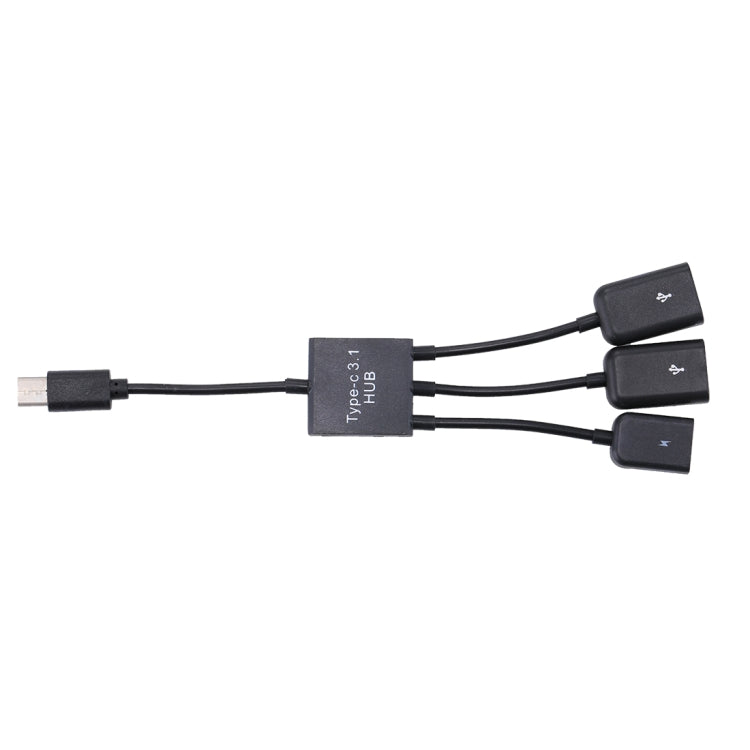 Portable USB-C / Type-C Male to Dual USB Ports Female + Micro USB Female Mini Cable Hub Splitter Adapter - USB HUB by PMC TechLife | Online Shopping South Africa | PMC TechLife | Buy Now Pay Later Mobicred