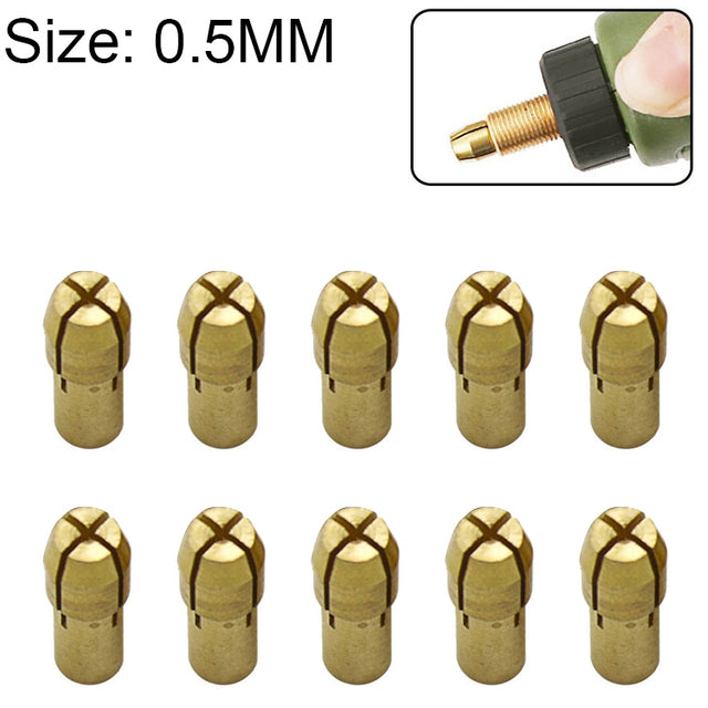 10 PCS Three-claw Copper Clamp Nut for Electric Mill Fittings���Bore diameter: 0.5mm