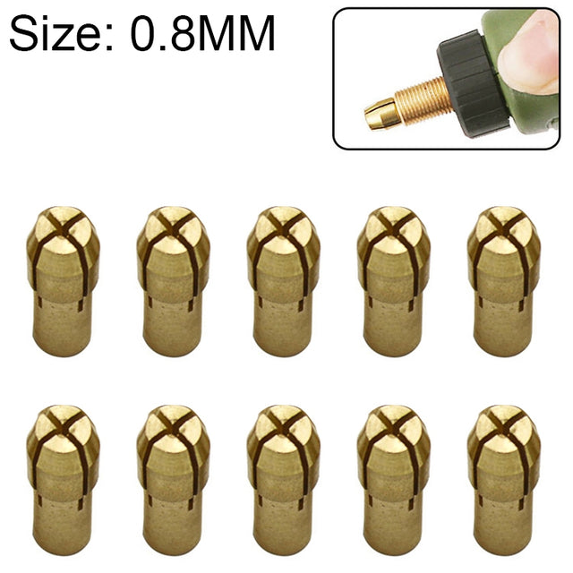 10 PCS Three-claw Copper Clamp Nut for Electric Mill Fittings���Bore diameter: 0.8mm