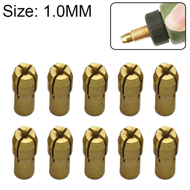10 PCS Three-claw Copper Clamp Nut for Electric Mill Fittings���Bore diameter: 1.0mm