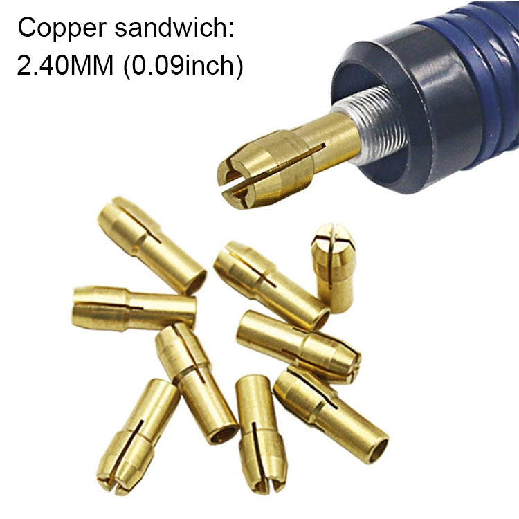 10 PCS Three-claw Copper Clamp Nut for Electric Mill Fittings���Bore diameter: 2.4mm